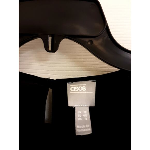 🩷Asos Blouse, Women's Size 8 Black, Long Bell Sleeves, Pleated, Sheer, EUC - Picture 3 of 5